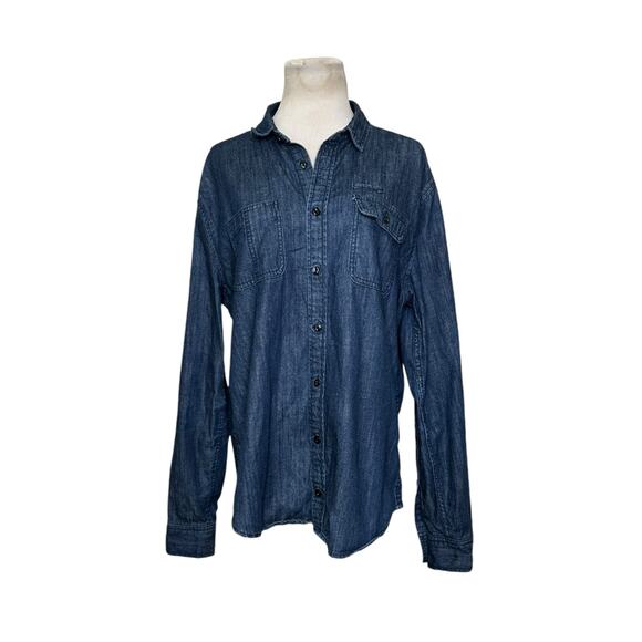 Cotton On blue denim buttoned long sleeves shirt size large - Picture 1 of 10